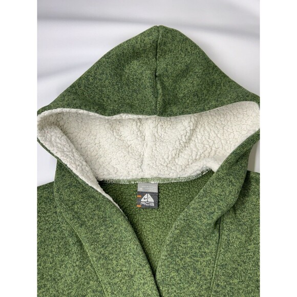 Nike ACG Hooded Sweater Women's Size Medium Green Sherpa Thermal Warm - Picture 14 of 14